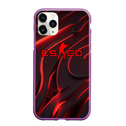 Чехол iPhone 11 Pro матовый CSGO red abstract, цвет: 3D-фиолетовый