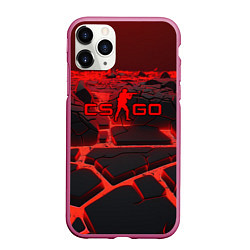 Чехол iPhone 11 Pro матовый CS GO red neon texture, цвет: 3D-малиновый