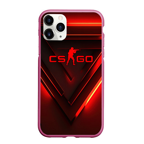 Чехол iPhone 11 Pro матовый CS GO red light / 3D-Малиновый – фото 1