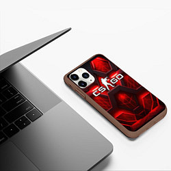 Чехол iPhone 11 Pro матовый CS GO red space abstract, цвет: 3D-коричневый — фото 2