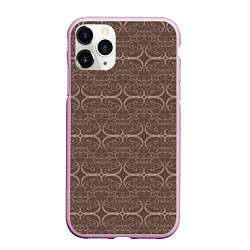 Чехол iPhone 11 Pro матовый Brown tracery, цвет: 3D-розовый