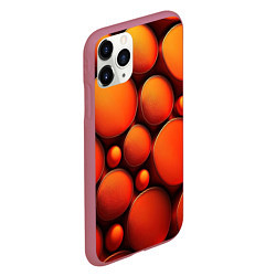 Чехол iPhone 11 Pro матовый Оранжевы е круглые плиты, цвет: 3D-малиновый — фото 2