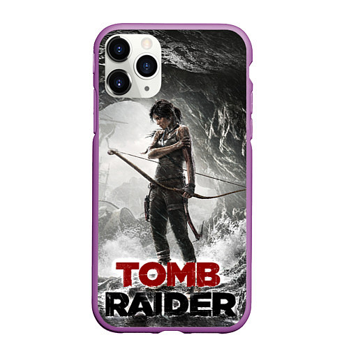 Чехол iPhone 11 Pro матовый Rise of the tomb rider / 3D-Фиолетовый – фото 1