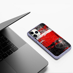 Чехол iPhone 11 Pro матовый Красная белая черная краска, цвет: 3D-светло-сиреневый — фото 2