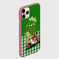 Чехол iPhone 11 Pro матовый Pepe King with pizza, цвет: 3D-малиновый — фото 2