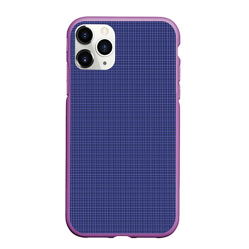 Чехол iPhone 11 Pro матовый Мелкая синяя клетка / 3D-Фиолетовый – фото 1