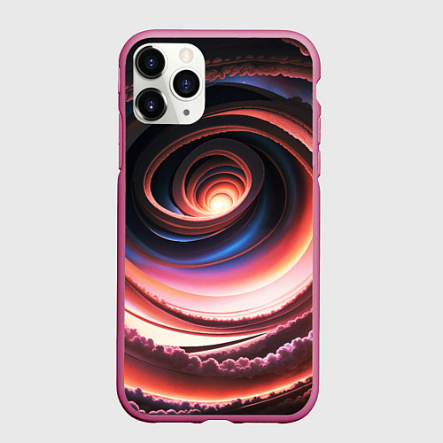 Чехол iPhone 11 Pro матовый Вихрь из звезд и облаков / 3D-Малиновый – фото 1