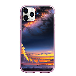 Чехол iPhone 11 Pro матовый Млечный путь и облака на закате, цвет: 3D-розовый