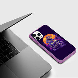 Чехол iPhone 11 Pro матовый Динозавр на мотоцикле, цвет: 3D-фиолетовый — фото 2