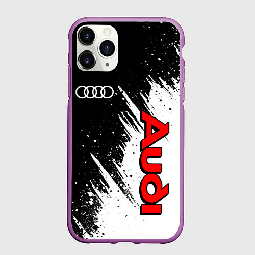 Чехол iPhone 11 Pro матовый Ауди - белые потертости / 3D-Фиолетовый – фото 1
