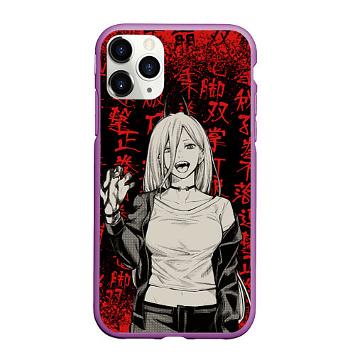 Чехол iPhone 11 Pro матовый Power - Chainsaw Man / 3D-Фиолетовый – фото 1