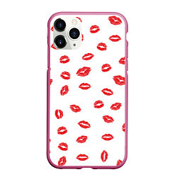 Чехол iPhone 11 Pro матовый Kiss, цвет: 3D-малиновый