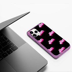 Чехол iPhone 11 Pro матовый Логотип Кен - патерн, цвет: 3D-фиолетовый — фото 2