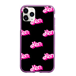 Чехол iPhone 11 Pro матовый Логотип Кен - патерн, цвет: 3D-фиолетовый