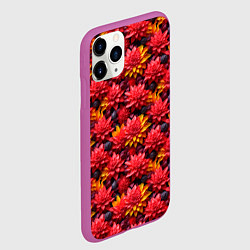 Чехол iPhone 11 Pro матовый Красные объемные цветочки, цвет: 3D-фиолетовый — фото 2