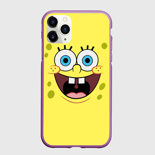 Чехол iPhone 11 Pro матовый Губка Спанч Боб / 3D-Фиолетовый – фото 1