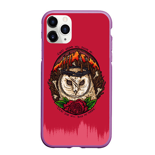 Чехол iPhone 11 Pro матовый Bring Me The Horizon Owl / 3D-Фиолетовый – фото 1