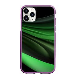 Чехол iPhone 11 Pro матовый Темная зеленая текстура, цвет: 3D-фиолетовый