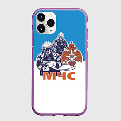 Чехол iPhone 11 Pro матовый МЧС спасатели, цвет: 3D-фиолетовый