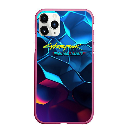 Чехол iPhone 11 Pro матовый Cyberpunk 2077 neon style / 3D-Малиновый – фото 1