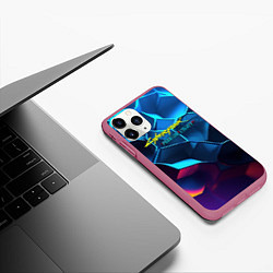 Чехол iPhone 11 Pro матовый Cyberpunk 2077 neon style, цвет: 3D-малиновый — фото 2