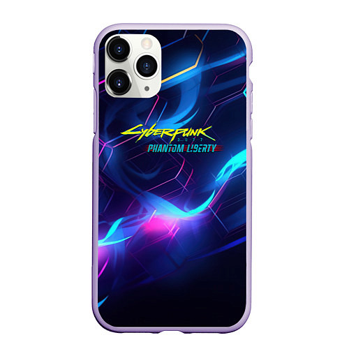 Чехол iPhone 11 Pro матовый Cyberpunk phantom logo neon / 3D-Светло-сиреневый – фото 1