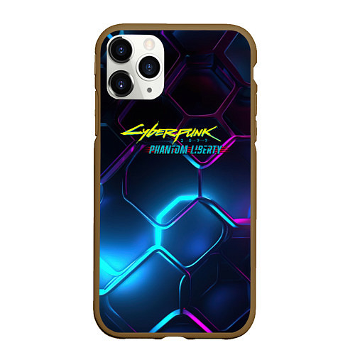 Чехол iPhone 11 Pro матовый Neon cyberpunk logo / 3D-Коричневый – фото 1