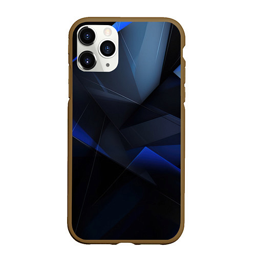 Чехол iPhone 11 Pro матовый Черная и голубая текстура / 3D-Коричневый – фото 1
