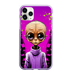 Чехол iPhone 11 Pro матовый Alien - comics art style, цвет: 3D-светло-сиреневый