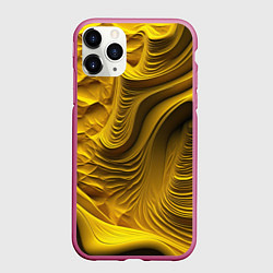 Чехол iPhone 11 Pro матовый Объемная желтая текстура, цвет: 3D-малиновый