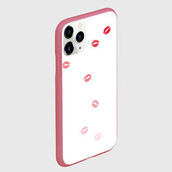 Чехол iPhone 11 Pro матовый Следы поцелуев губы, цвет: 3D-малиновый — фото 2