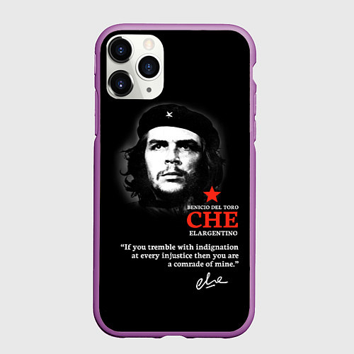 Чехол iPhone 11 Pro матовый Che Guevara автограф / 3D-Фиолетовый – фото 1