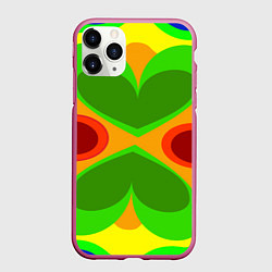 Чехол iPhone 11 Pro матовый Цветные плавные фигуры, цвет: 3D-малиновый