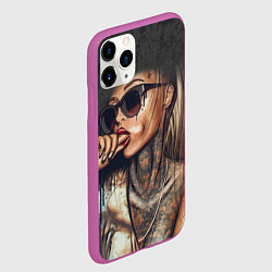 Чехол iPhone 11 Pro матовый Девушка с татуировками, цвет: 3D-фиолетовый — фото 2