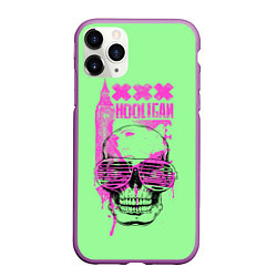 Чехол iPhone 11 Pro матовый Hooligan - skull, цвет: 3D-фиолетовый