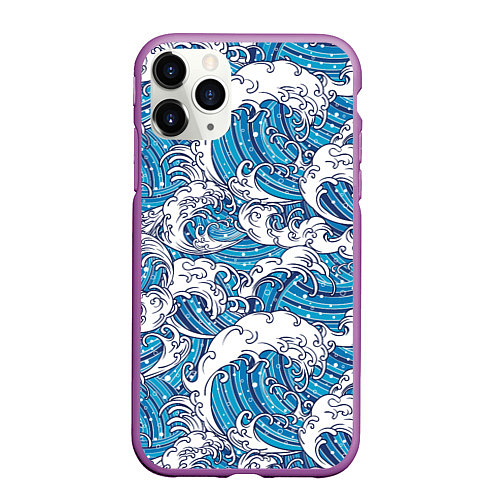 Чехол iPhone 11 Pro матовый Sea waves / 3D-Фиолетовый – фото 1