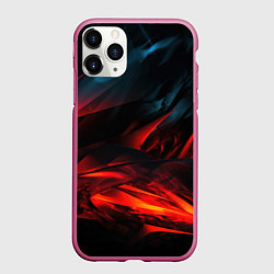 Чехол iPhone 11 Pro матовый Red black abstract, цвет: 3D-малиновый