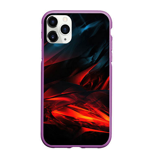 Чехол iPhone 11 Pro матовый Red black abstract / 3D-Фиолетовый – фото 1