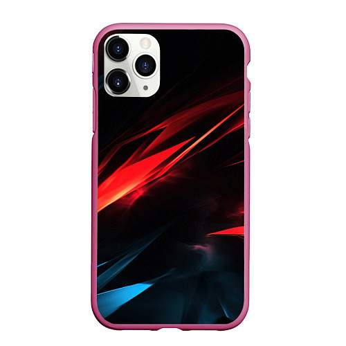 Чехол iPhone 11 Pro матовый Red black abstract / 3D-Малиновый – фото 1