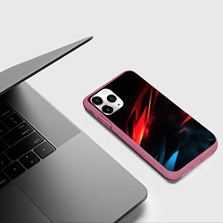 Чехол iPhone 11 Pro матовый Red black abstract, цвет: 3D-малиновый — фото 2