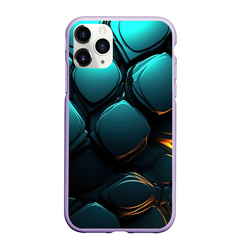 Чехол iPhone 11 Pro матовый Объемные большие плиты / 3D-Светло-сиреневый – фото 1