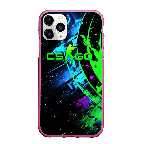 Чехол iPhone 11 Pro матовый CS GO green black style / 3D-Малиновый – фото 1