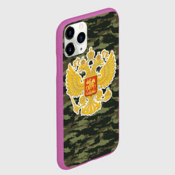 Чехол iPhone 11 Pro матовый Россия - герб и камуфляж, цвет: 3D-фиолетовый — фото 2