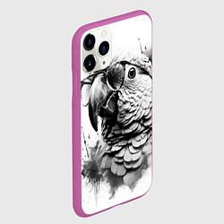 Чехол iPhone 11 Pro матовый Попугай ара в старинных очках, цвет: 3D-фиолетовый — фото 2