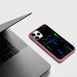 Чехол iPhone 11 Pro матовый Глитч помехи, цвет: 3D-малиновый — фото 2