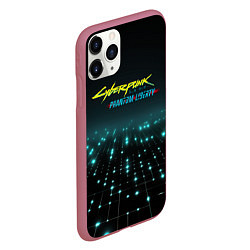 Чехол iPhone 11 Pro матовый Cyberpunk logo neon, цвет: 3D-малиновый — фото 2