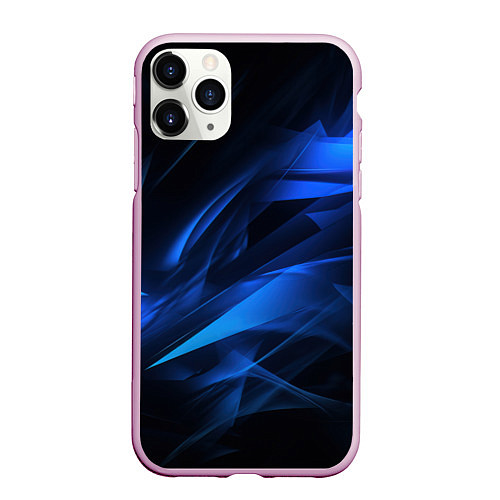 Чехол iPhone 11 Pro матовый Black blue texture / 3D-Розовый – фото 1