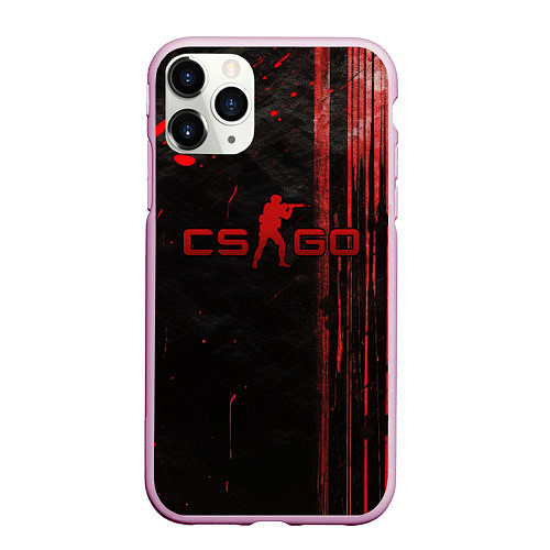Чехол iPhone 11 Pro матовый CS GO black red brushes / 3D-Розовый – фото 1