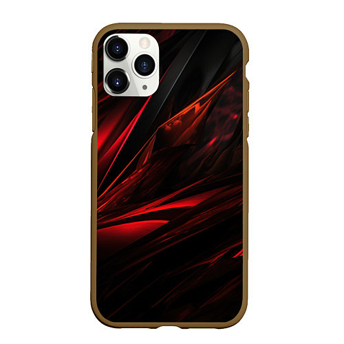 Чехол iPhone 11 Pro матовый Black red background / 3D-Коричневый – фото 1