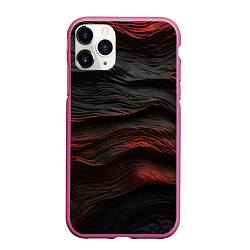 Чехол iPhone 11 Pro матовый Black red texture, цвет: 3D-малиновый